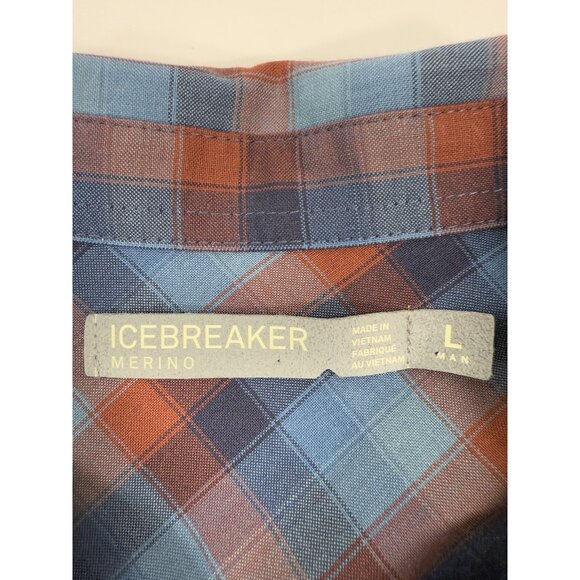 Icebreaker Mens Shirt 100% Merino Wool Flannel Long Sleeve Button Sz Large Plaid - Picture 7 of 12